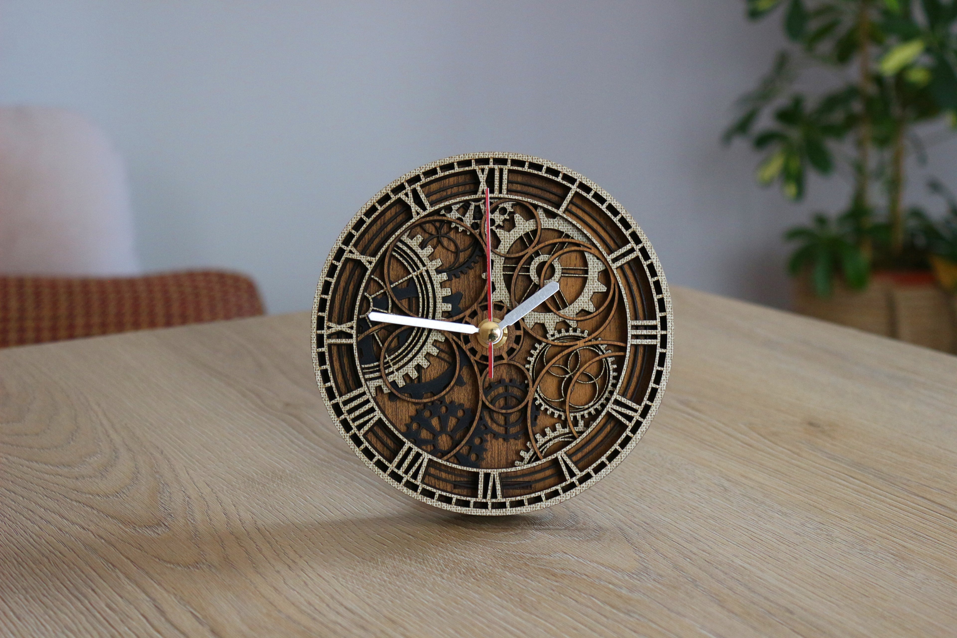 Mandala Wood Desk Clock