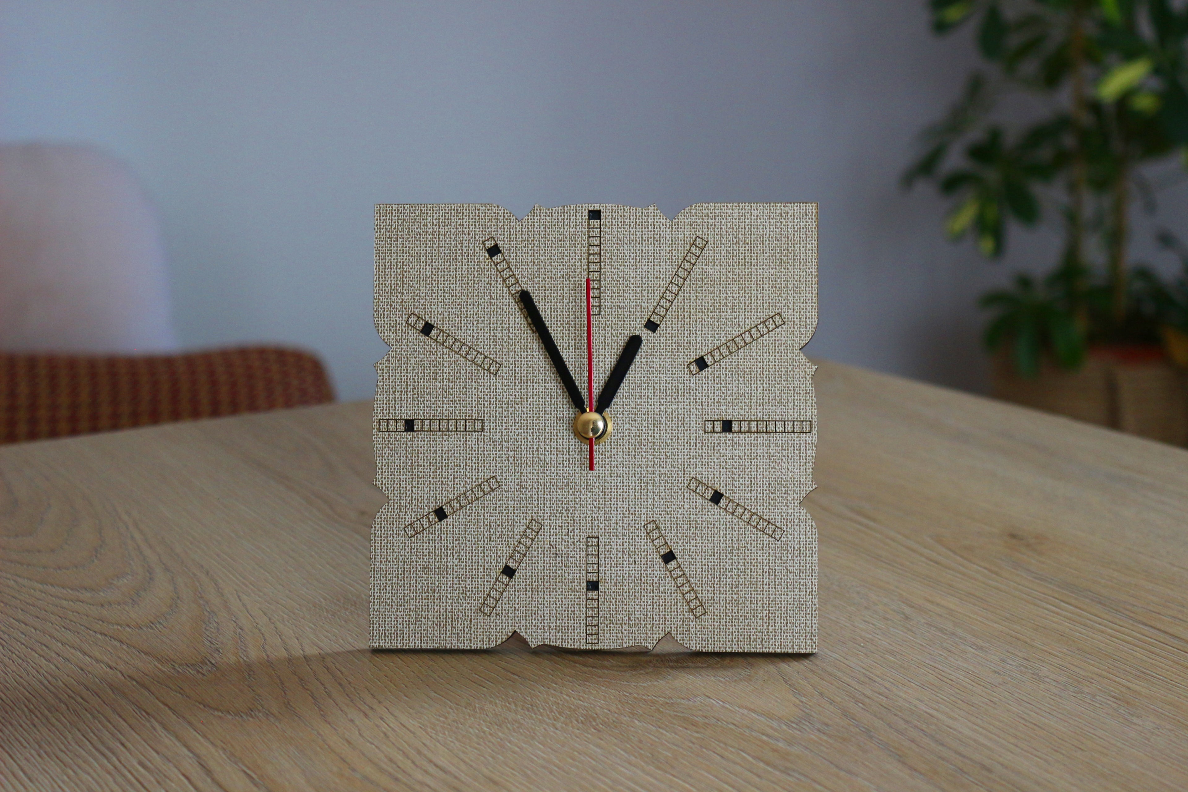 Mandala Wood Desk Clock