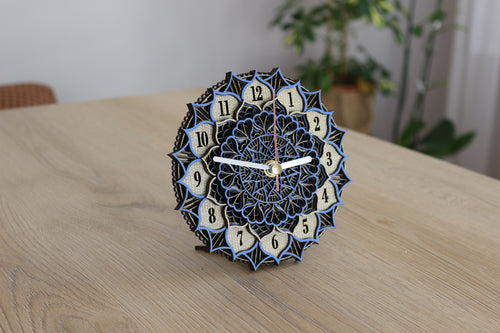 Mandala Wood Desk Clock