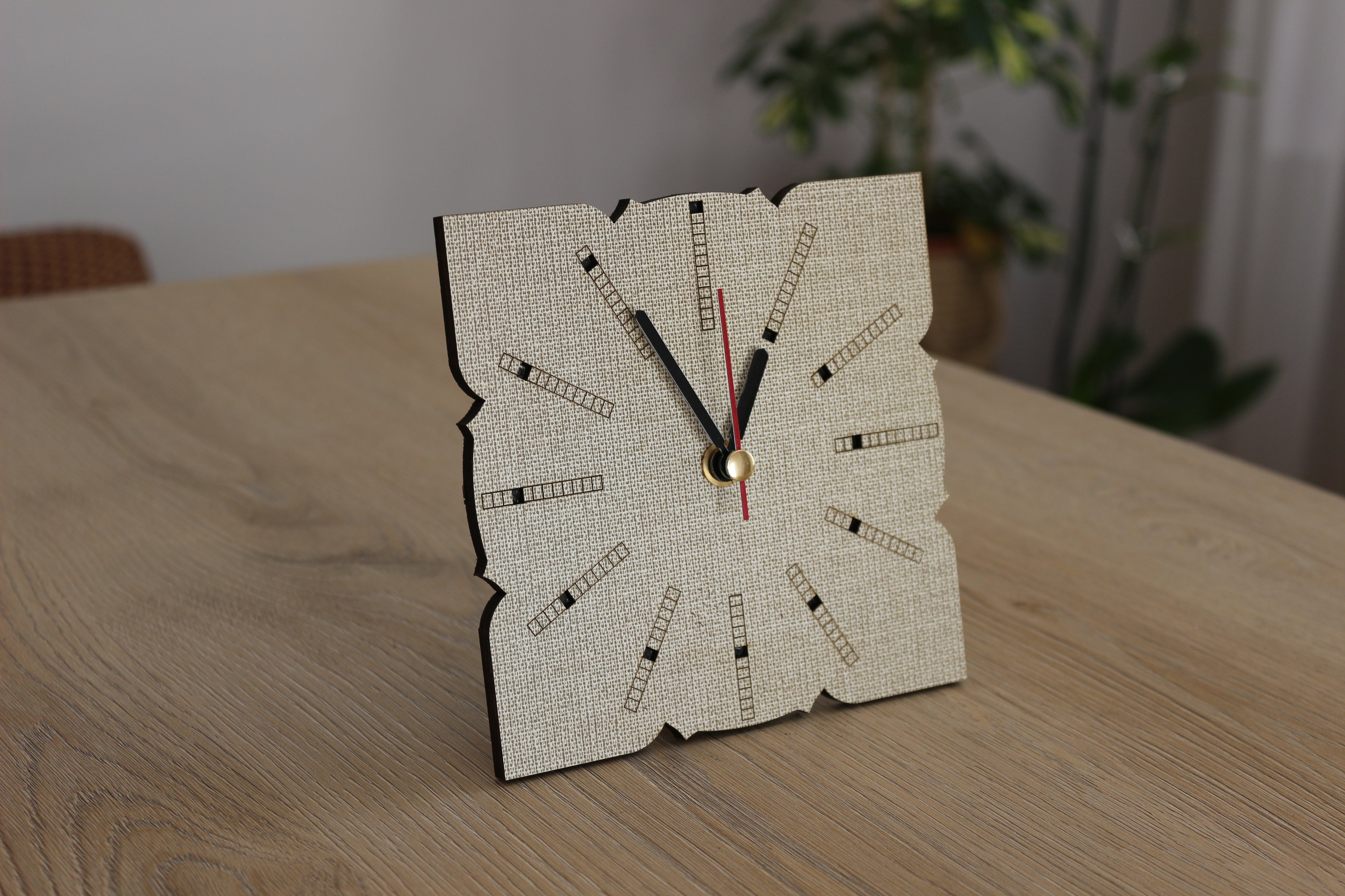 Mandala Wood Desk Clock