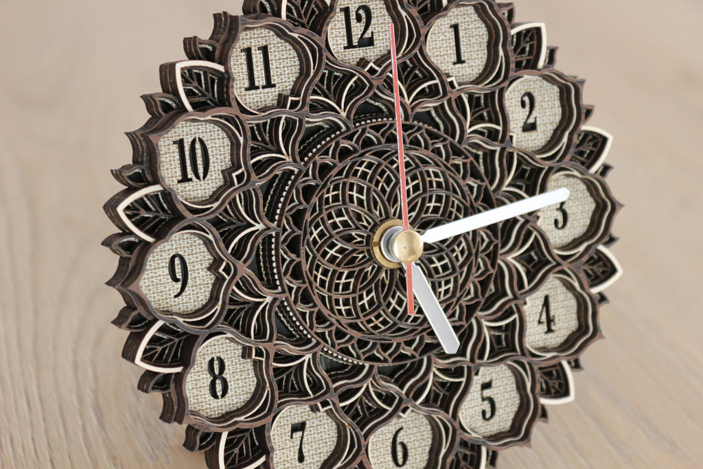 Mandala Wood Desk Clock