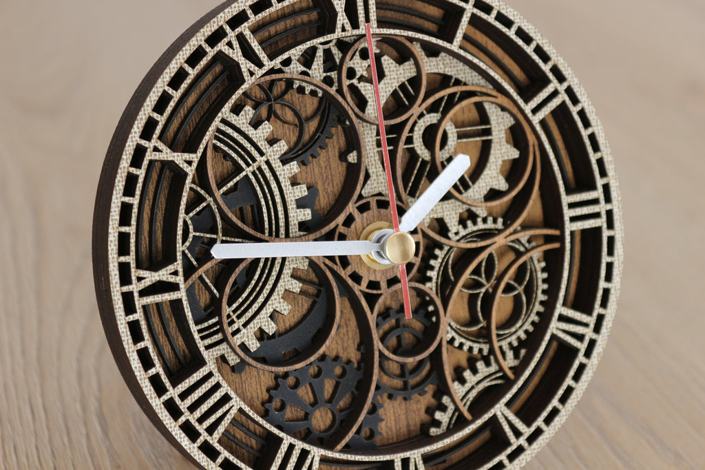 Mandala Wood Desk Clock