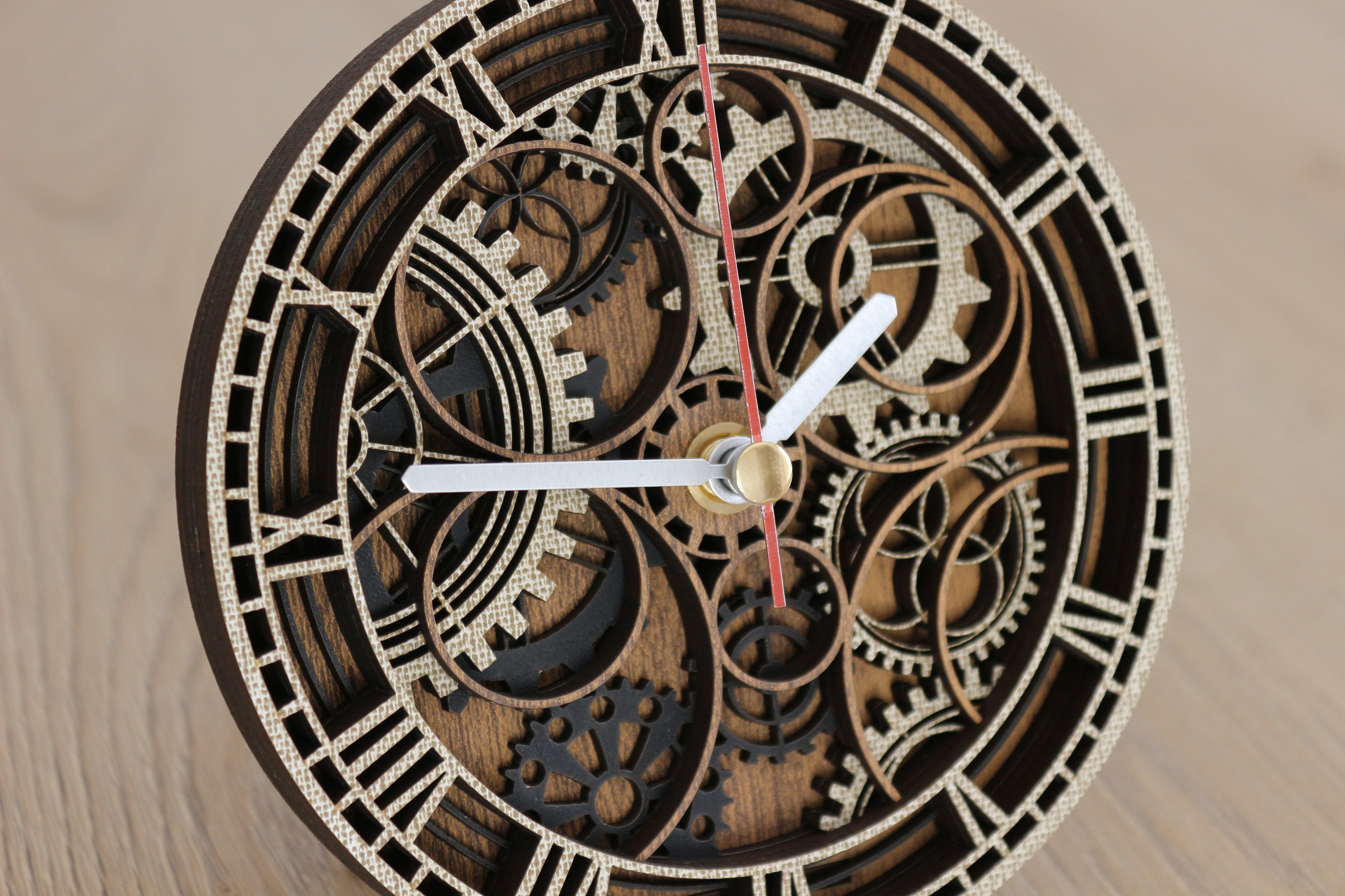 Mandala Wood Desk Clock