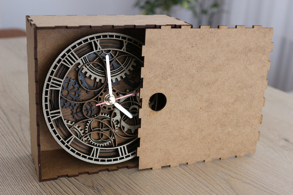 Mandala Wood Desk Clock