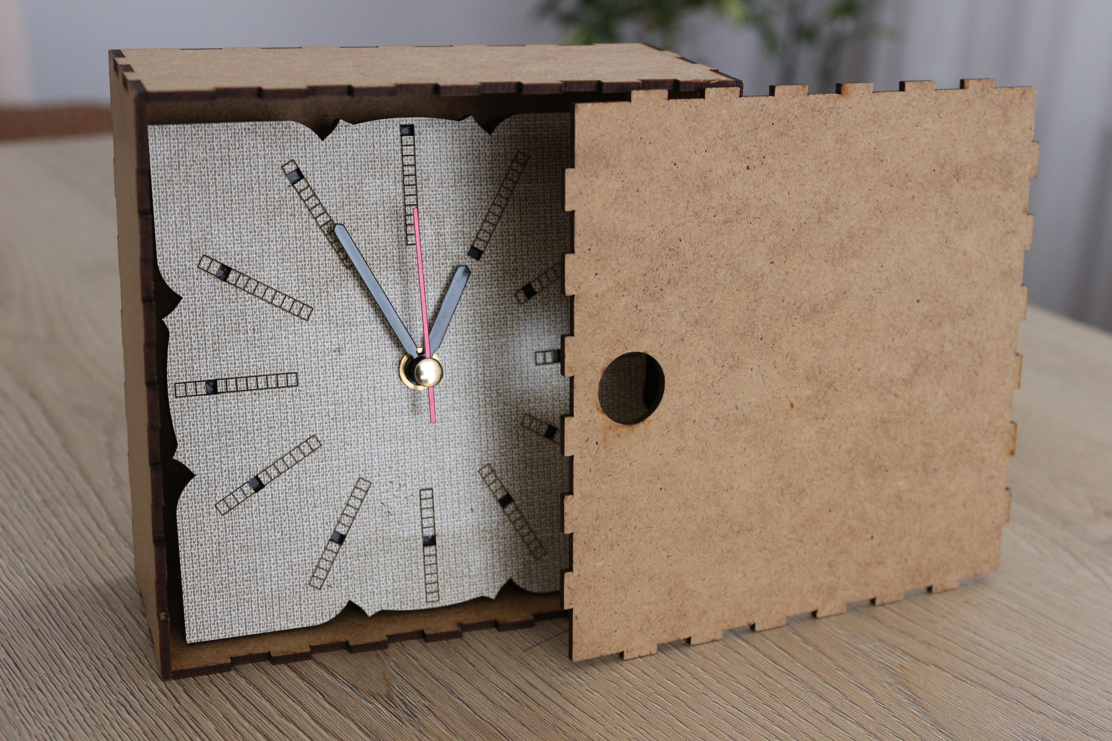 Mandala Wood Desk Clock