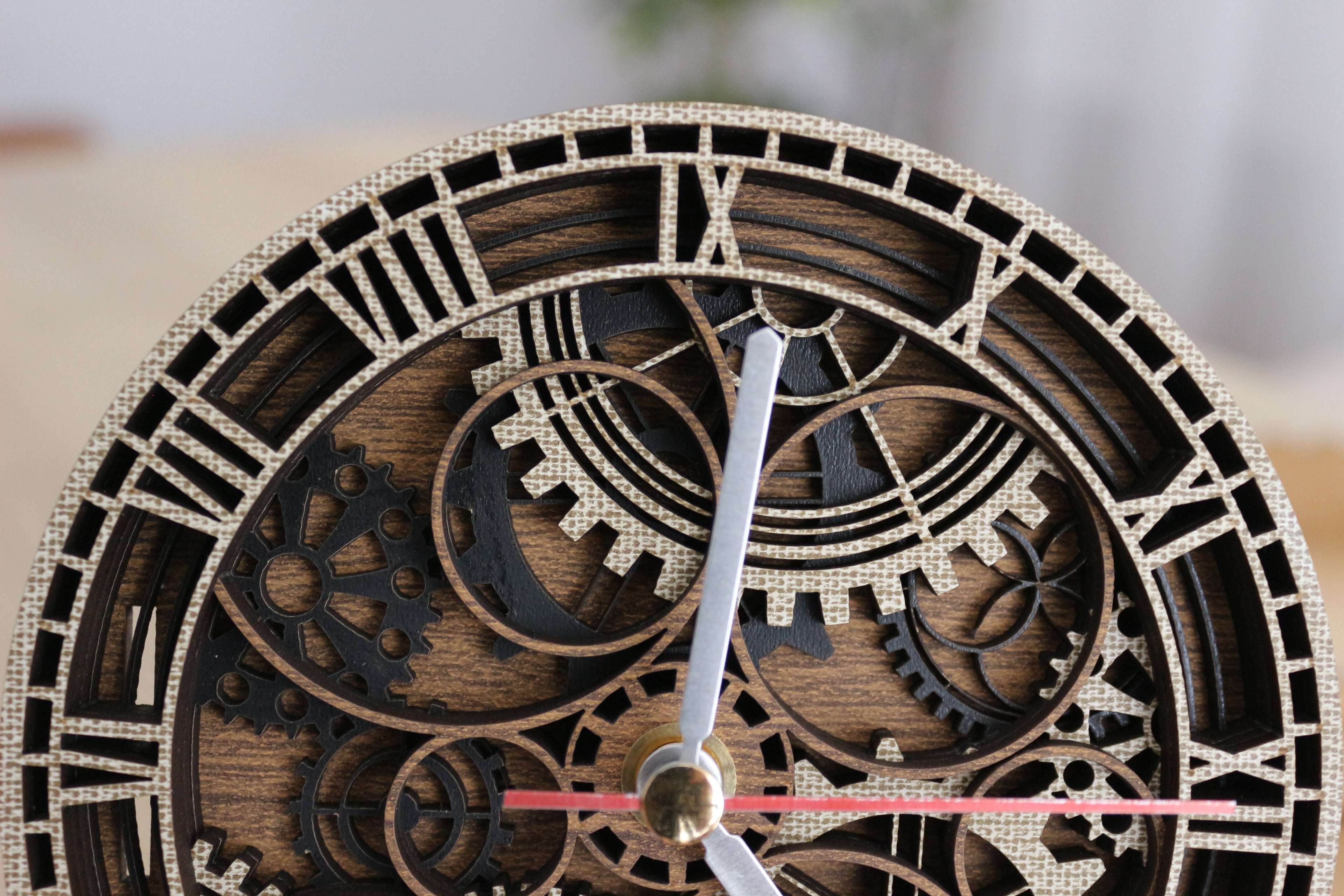 Mandala Wood Desk Clock